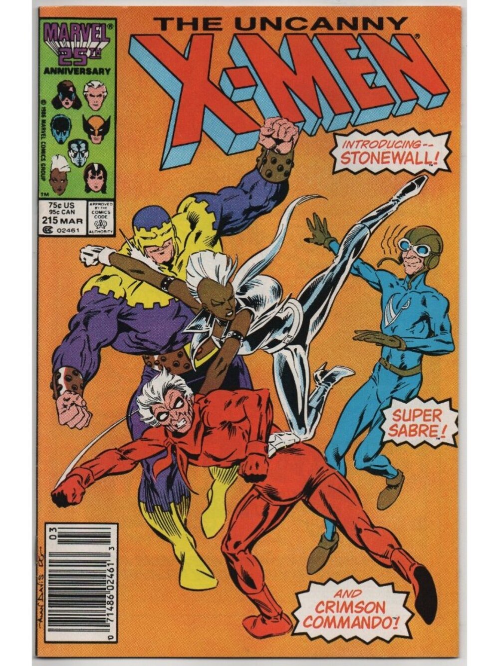 Uncanny X-Men 215 Marvel Comics 1987 Newsstand VF 8.0 1st Stonewall